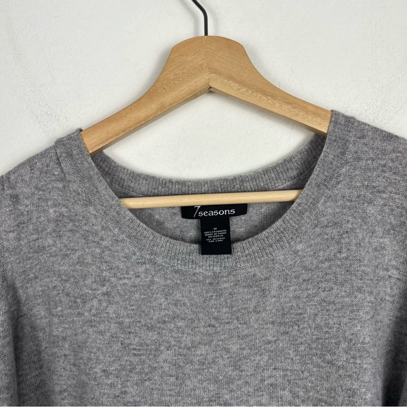 7 seasons Gray Cold Shoulders Cut out Sleeved 100% Cashmere Sweater Size Medium - Picture 4 of 8